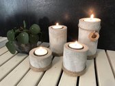 kado - cadeautje - ritual - geschenkset - El Beton Vuur & Natuur Cilindro 4 stuks - kaarsenhouder - wachinelichthouder - kaarsen - beton - touw - sfeerlicht - kaarsen - wachinelich