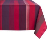 Kleurmeester.nl | Tafelkleed Grenade - Katoen | 180 cm x 180 cm | Rood / Bruin Gestreept | Kerst tafellinnen