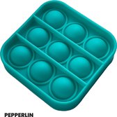 PEPPERLIN® • Blij Kind - Fidget - Pop it - Klein - Gifvrij - Turquoise - Groen - Duuzaam - Vierkant - Fidget