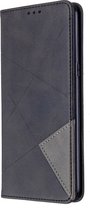 LG K61 Hoesje - Mobigear - Rhombus Slim Serie - Kunstlederen Bookcase - Zwart - Hoesje Geschikt Voor LG K61