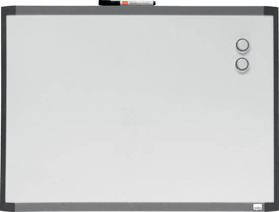 Nobo Droog Uitwisbaar Magnetisch Whiteboard - 58,5x43cm - Inclusief Montageset, Magneten En Markers - Wit - Nobo
