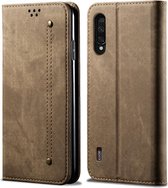 Voor Xiaomi Mi CC9 / Mi 9 Lite Denim Textuur Casual stijl Horizontale flip lederen tas met houder & kaartsleuven & portemonnee (kaki)