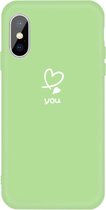 Voor iphone xs max love-heart letterpatroon kleurrijke frosted tpu telefoon beschermhoes (groen)