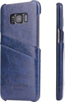 Fierre Shann Retro Oil Wax Texture PU lederen tas voor Galaxy S8, met kaartsleuven (blauw)