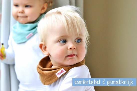 KliederZ Hydrofiele Baby Slabbetjes unisex ‘Goud’ - Katoenen stoffen zeverslabbers - bandana babyslab set van 4 - MB07 van KliederZ — afbeelding 2