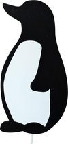 Wandlamp kinderkamer, babykamer Pinguin - Zwart/wit houten lampje voor aan de muur