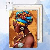 Schilderen op nummer pakket Afrikaanse Vrouw - 40 x 50 cm - met frame