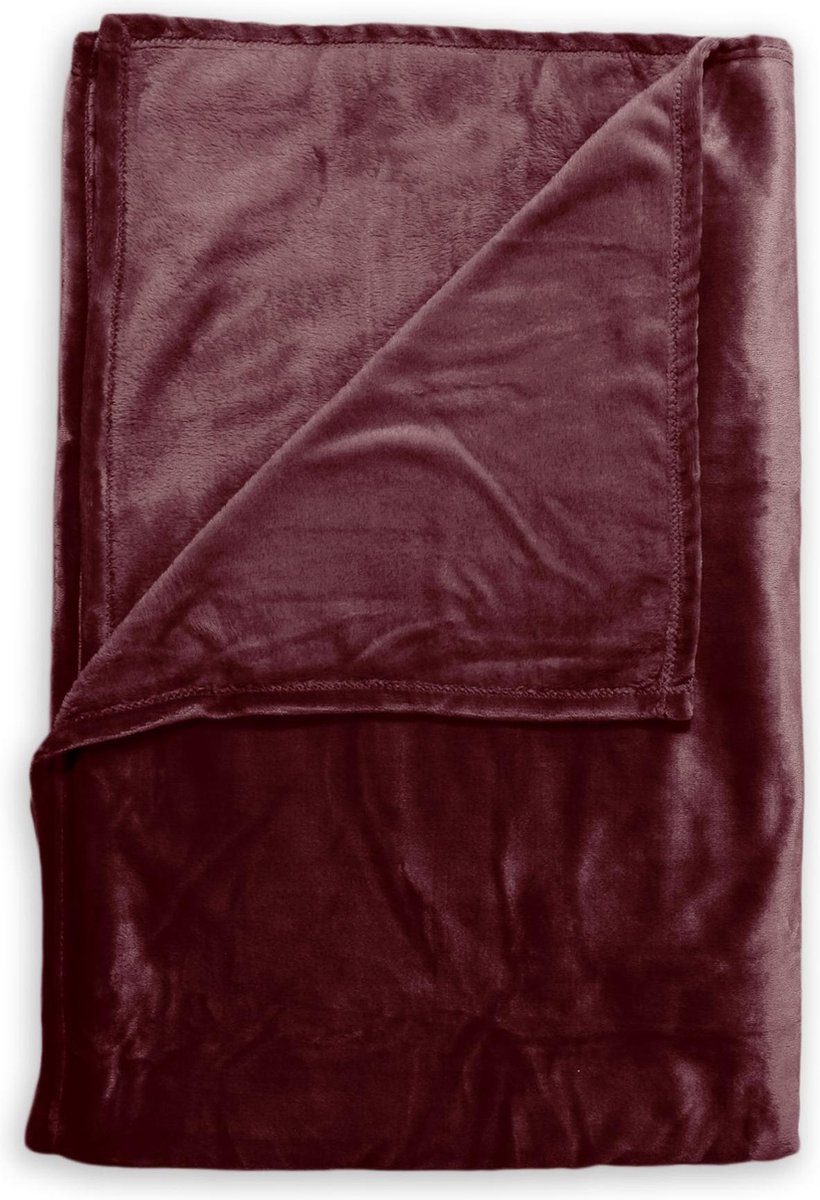 Plaid Heerlijk Zachte Fleece Bordeaux Rood | 140x200 | Soepel En Comfortabel | Ook Te Gebruiken Als Sprei Deken