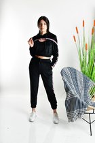 Trendy Dames Velvet Zwart Huispak/ loungewearsets 2delig Maat L - 40 Dames Huispak | Vrijetijdspak | Pyjamaset | Loungewearset | Capushon