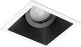 Spot Armatuur GU10 - Prima Zano Pro - Inbouw Vierkant - Mat Zwart/Wit - Aluminium - Kantelbaar - 93mm