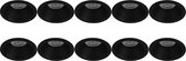 Spot Armatuur 10 Pack - Prima Pollon Pro - GU10 Fitting - Inbouw Rond - Mat Zwart - Aluminium - Verdiept - Ø82mm