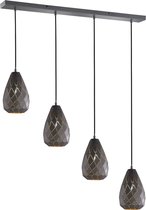 LED Hanglamp - Iona Ona - E27 Fitting - 4-lichts - Rond - Mat Zwart - Aluminium