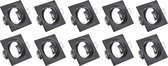 Spot Armatuur 10 Pack - Iona - GU10 Fitting - Inbouw Vierkant - Mat Zwart Aluminium - Kantelbaar 80mm