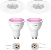 PHILIPS HUE - LED Spot Set GU10 - White and Color Ambiance - Bluetooth - Prima Rodos Pro - Inbouw Rond - Mat Wit - Ø93mm