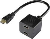 Renkforce HDMI Y-adapter [1x HDMI-stekker - 2x HDMI-bus] Zwart Vergulde steekcontacten