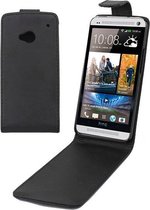 Verticale Flip Leather Case voor HTC One / M7 (zwart)