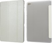 Silk Texture Horizontal Flip Leren Case met Three-Folding Holder voor Huawei M5 Lite 10.1 (Wit)