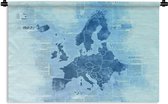 Wandkleed EuropakaartenKerst illustraties - Europakaart in blauw op krantenpapier Wandkleed katoen 180x120 cm - Wandtapijt met foto XXL / Groot formaat!