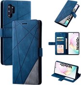 Voor Samsung Galaxy Note 10 Pro Skin Feel Splicing Horizontale Flip Leather Case met houder & kaartsleuven & portemonnee & fotolijst (blauw)