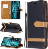 Voor Xiaomi Redmi Note 8 Pro Kleuraanpassing Denim Texture Horizontaal Flip Leather Case met houder & kaartsleuven & Wallet & Lanyard (zwart)