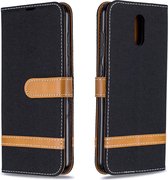 Voor Nokia 2.3 Kleuraanpassing Denim Texture Horizontaal Flip Leather Case met houder & kaartsleuven & Wallet & Lanyard (zwart)