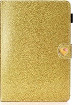 Voor 8 inch universele tablet pc glitter poeder liefde gesp horizontale flip lederen tas met houder en kaartsleuven (goud)