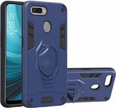 Voor OPPO A7 2 in 1 Armor Knight Series PC + TPU beschermhoes met onzichtbare houder (koningsblauw)