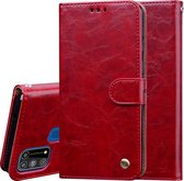 Voor Galaxy M31 Business Style Oil Wax Texture Horizontal Flip Leather Case, met houder & kaartsleuven & portemonnee (rood)