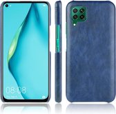 Voor Huawei P40 lite / Nova7i / Nova6 SE Shockproof Litchi Texture PC + PU Case (blauw)