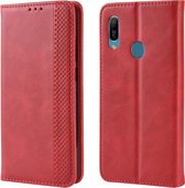 Magnetische gesp Retro Crazy Horse Texture Horizontale Flip Leather Case voor Huawei Y6 (2019), met houder & kaartsleuven & fotolijst (rood)