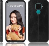 Voor Huawei Nova 5i Pro / Nova 5z schokbestendig naaien koe patroon huid PC + PU + TPU Case (zwart)