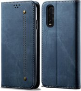 Voor OPPO Find X2 Denim Texture Casual Style Horizontale Flip Leather Case met houder & kaartsleuven & portemonnee (blauw)