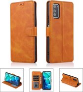 Voor Huawei Honor V30 Kalf Textuur Magnetische Gesp Horizontale Flip Lederen Case met Houder & Kaartsleuven & Portemonnee & Fotolijst (kaki)