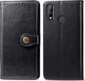 Voor Huawei Y8S retro effen kleur lederen gesp telefoonhoes met lanyard & fotolijst & kaartsleuf & portemonnee & standaardfunctie (zwart)