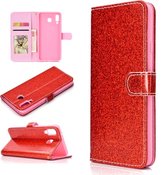 Voor Samsung Galaxy A9 Star Glitter Poeder Horizontaal Flip Leren Case met Kaartsleuven & Houder & Fotolijst & Portemonnee (Rood)