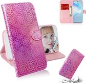 Voor Galaxy S20 + Effen Hyun Color Magnetic Attraction Horizontaal Flip Leather Case met Lanyard, Support Holder & Card Slot & Wallet (Roze)