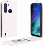 Voor Motorola One Fusion R64 Texture enkele verticale flip lederen beschermhoes met kaartsleuven en fotolijst (wit)