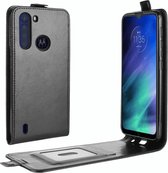 Voor Motorola One Fusion R64 Texture enkele verticale flip lederen beschermhoes met kaartsleuven en fotolijst (zwart)