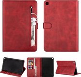 Voor Samsung Galaxy Tab A10.1 T510 / T515 Tablet Mode Kalfsstructuur Rits Horizontale Flip Leren Case met Standaard & Kaartsleuven & Portemonnee & Wake-up / Slaapfunctie (Rood)