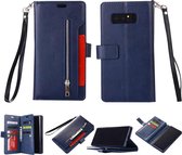 Voor Samsung Galaxy Note8 Multifunctionele Rits Horizontale Flip Leren Case met Houder & Portemonnee & 9 Kaartsleuven & Lanyard (Blauw)