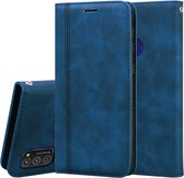 Voor Samsung Galaxy M21 Frosted Business Magnetische Horizontale Flip PU Leather Case met houder & kaartsleuf & lanyard (blauw)
