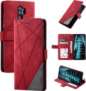 Voor Geschikt voor Xiaomi Redmi Note 8 Pro Skin Feel Splicing Horizontale flip lederen tas met houder & kaartsleuven & portemonnee & fotolijst (rood)