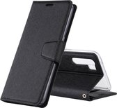 Voor OPPO A91 ALIVO canvas dagboek zijde textuur horizontale flip lederen case met houder & kaartsleuven & portemonnee & fotolijst (zwart)