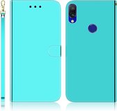 Voor Xiaomi Redmi 7 / Y3 geÃ¯miteerd spiegelend oppervlak Horizontaal flip lederen tas met houder & kaartsleuven & portemonnee en lanyard (mintgroen)