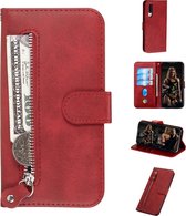 Voor Xiaomi Mi CC9 / Mi A3 Lite Fashion Calf Texture Zipper Horizontal Flip PU Leather Case, with Holder & Card Slots & Wallet (Red)