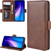 Voor Xiaomi Redmi Note 8 Dual-side magnetische gesp horizontale flip lederen tas met houder & kaartsleuven & portemonnee & fotolijst (bruin)