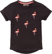 DJ Dutchjeans T-Shirt Antraciet met flamingo's maat 164