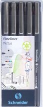 Schneider fineliner - Pictus - assorti kleuren - set 5 stuks - S-197595