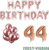 44 jaar Verjaardag Versiering Ballon Pakket Rosé Goud