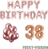 38 jaar Verjaardag Versiering Ballon Pakket Rosé Goud